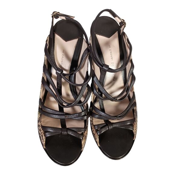 10 Crosby Derek Lam Pumps Shoes Heels Strappy Animal Pring Open Toe Womens 10 - Picture 4 of 10